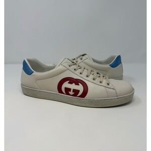 Gucci Ace Interlocking G Sneaker White Leather Size 10 US 9 Gucci